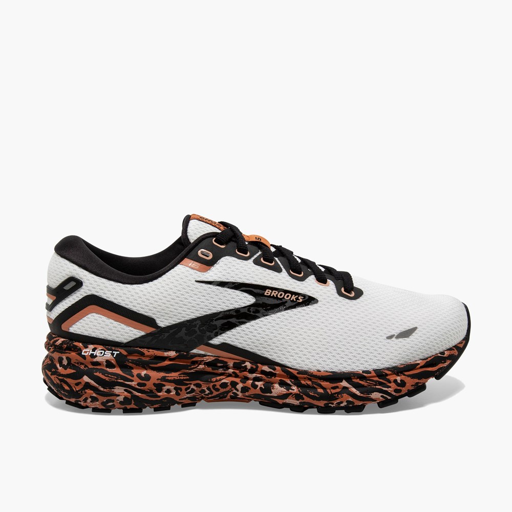 Chaussures Running Route Brooks Ghost 15 Cushioned Noir Grise Blanche Femme | LHY-7405169